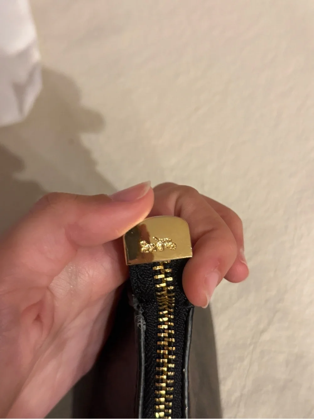 Coach Dark Brown Signature Crescent Shoulder Bag with Gold Hardware